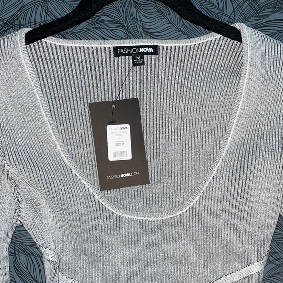 Brand New FASHION NOVA Grey Long Sleeve Mini Dress - Picture 6 of 6